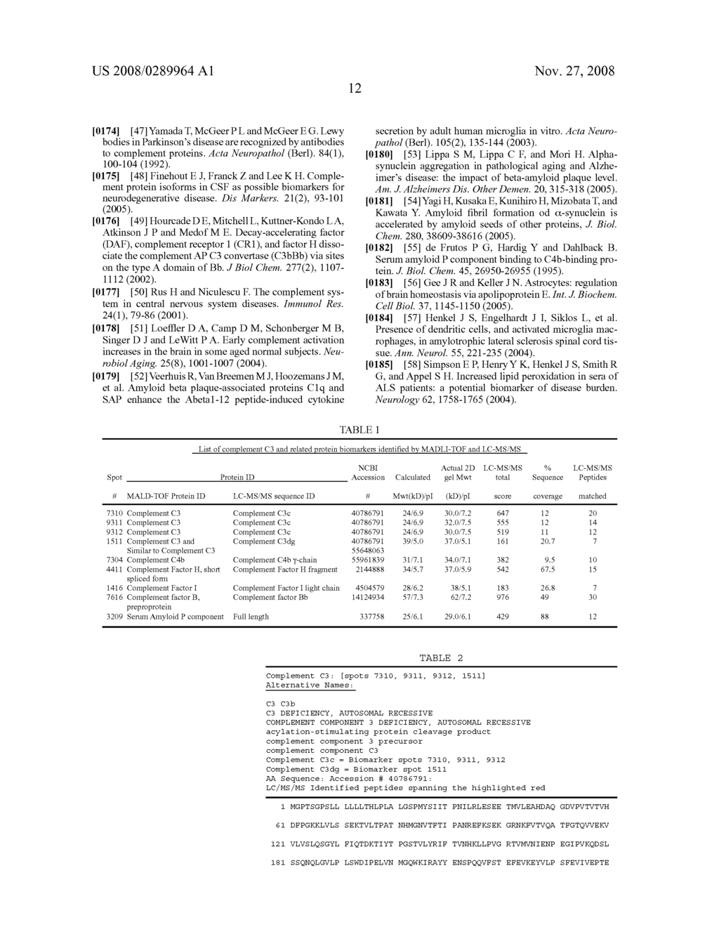 Assays for diagnosis and therapeutics employing similarities and differences in blood serum concentrations of 3 forms of complement C3c and related protein biomarkers between amyotrophic lateral sclerosis and Parkinson's disease - diagram, schematic, and image 24