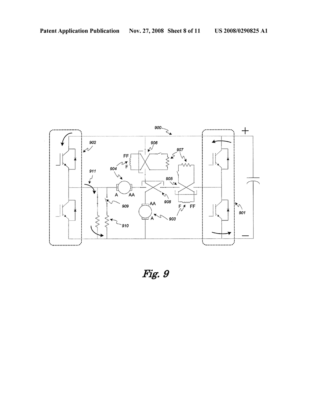 POWER ARCHITECTURE AND BRAKING CIRCUITS FOR DC MOTOR-PROPELLED VEHICLE - diagram, schematic, and image 09