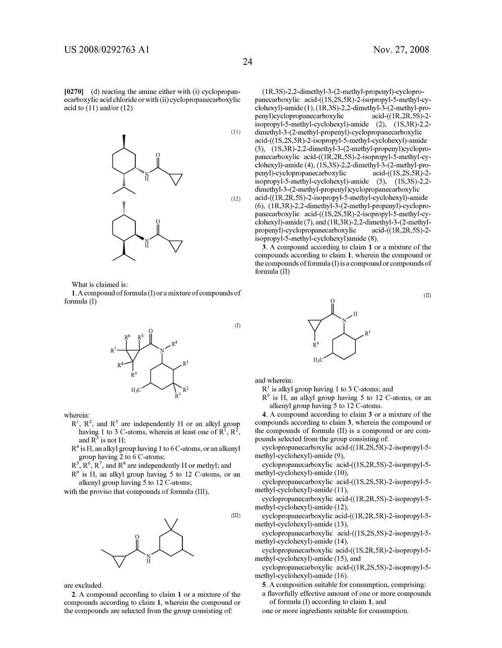 Substituted Cyclopropanecarboxylic acid (3-methyl-cyclohexyl)amide as flavoring substance - diagram, schematic, and image 26