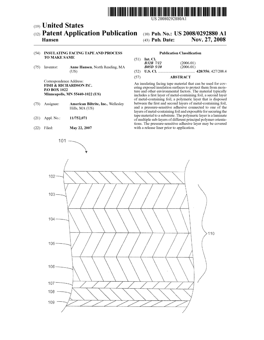 INSULATING FACING TAPE AND PROCESS TO MAKE SAME - diagram, schematic, and image 01