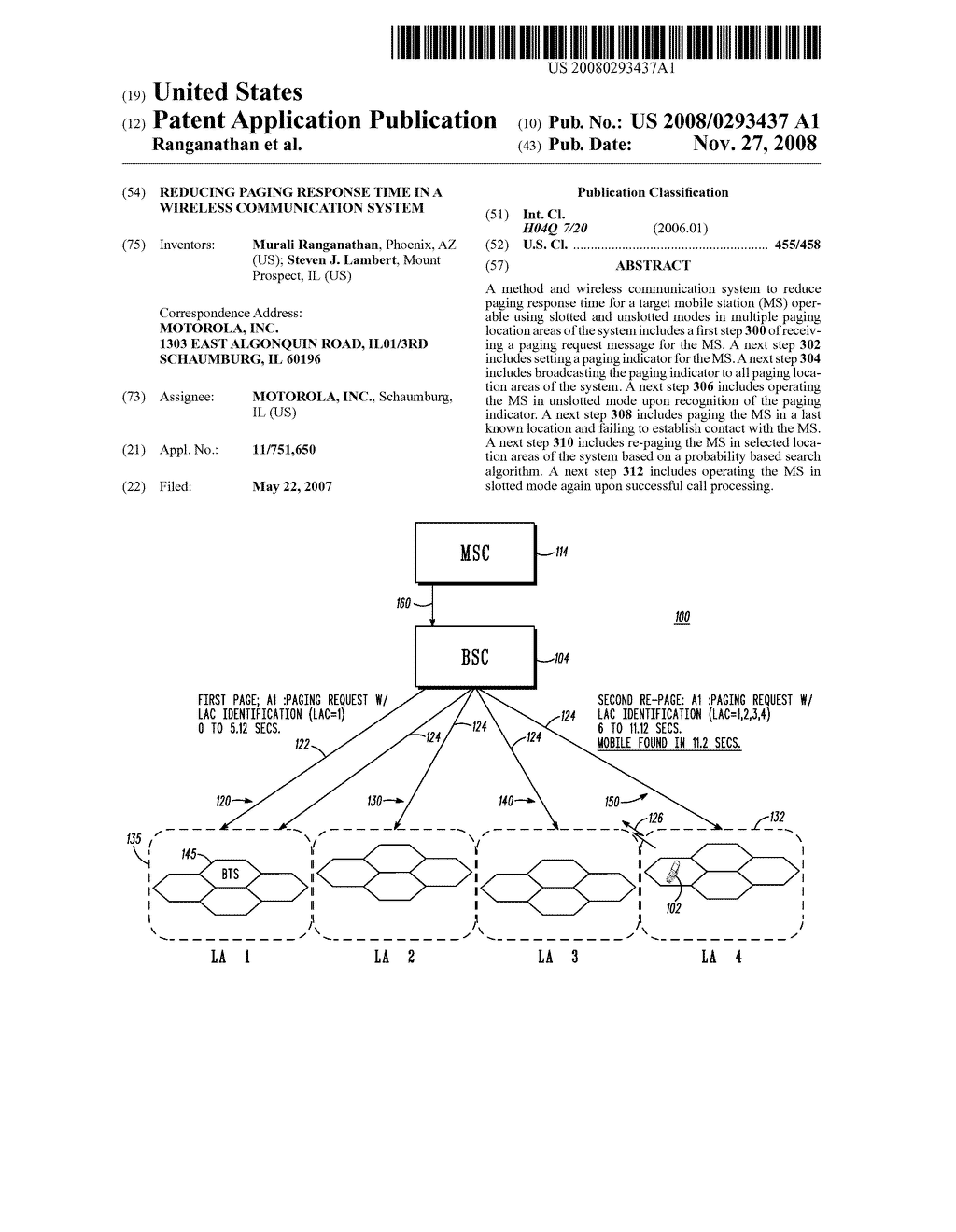 REDUCING PAGING RESPONSE TIME IN A WIRELESS COMMUNICATION SYSTEM - diagram, schematic, and image 01