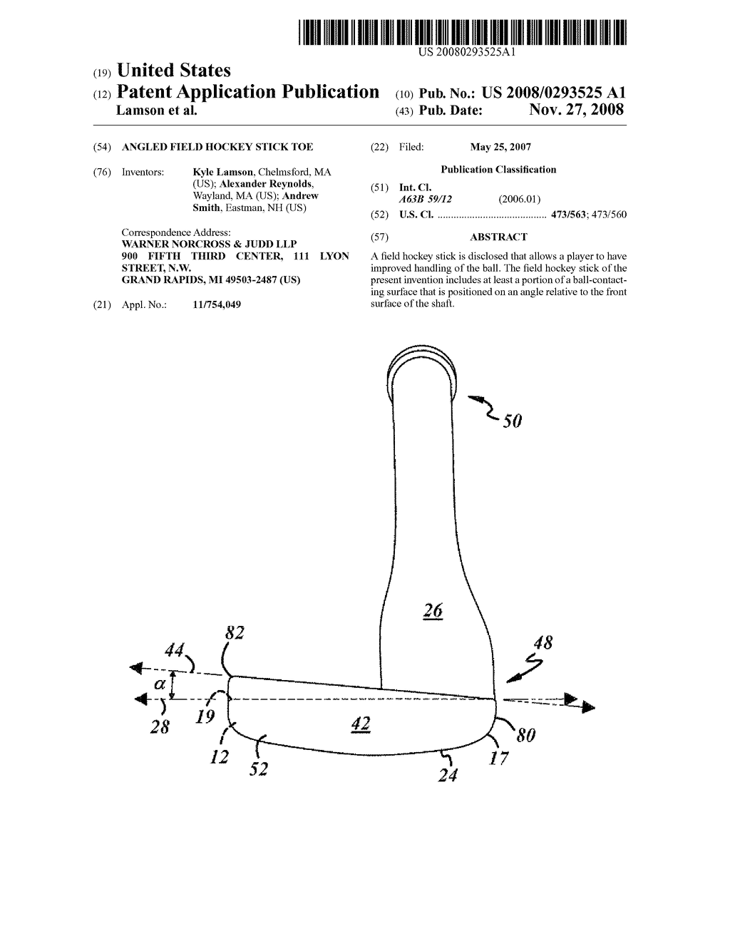 Angled Field Hockey Stick Toe - diagram, schematic, and image 01