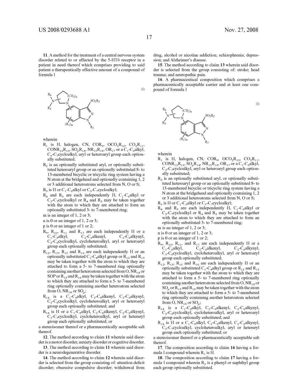 AMINOAZACYCLYL-3-SULFONYLINDAZOLES AS 5-HYDROXYTRYPTAMINE-6 LIGANDS - diagram, schematic, and image 18