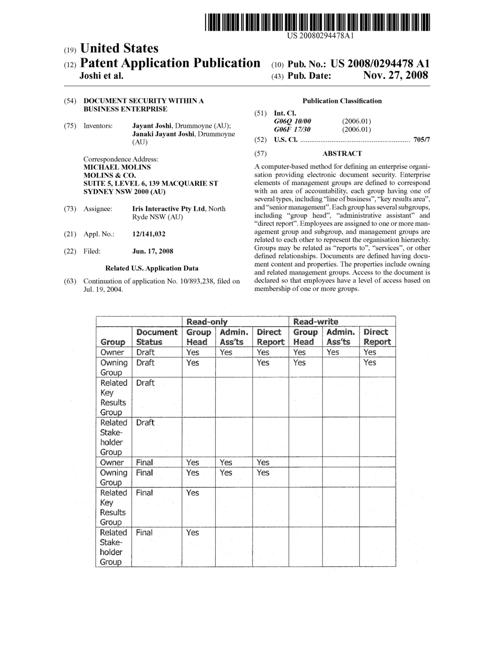 DOCUMENT SECURITY WITHIN A BUSINESS ENTERPRISE - diagram, schematic, and image 01