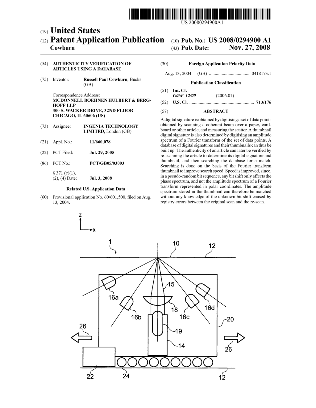 Authenticity Verification of Articles Using a Database - diagram, schematic, and image 01