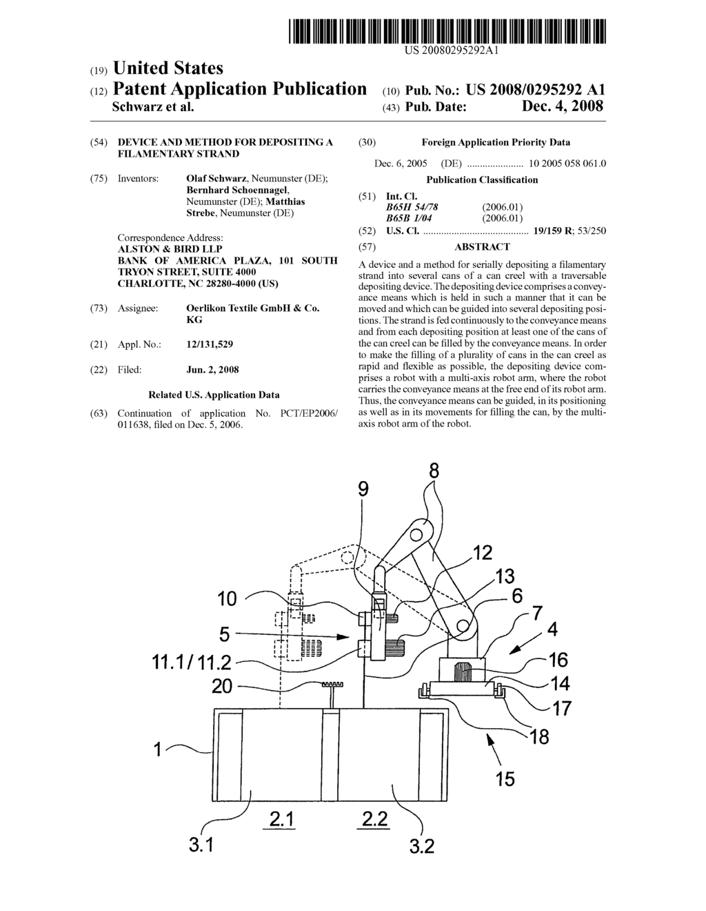 DEVICE AND METHOD FOR DEPOSITING A FILAMENTARY STRAND - diagram, schematic, and image 01