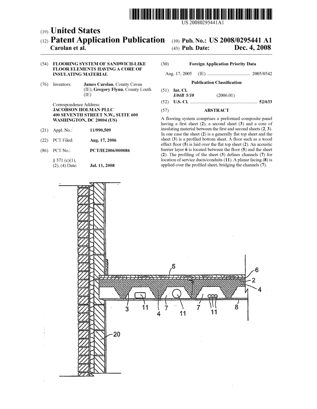 Flooring System of Sandwich-Like Floor Elements Having a Core of Insulating Material - diagram, schematic, and image 01