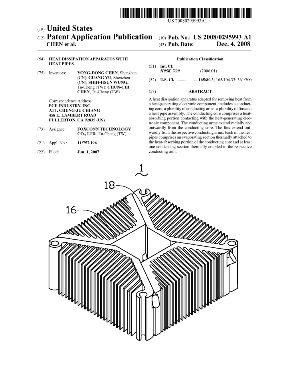 HEAT DISSIPATION APPARATUS WITH HEAT PIPES - diagram, schematic, and image 01