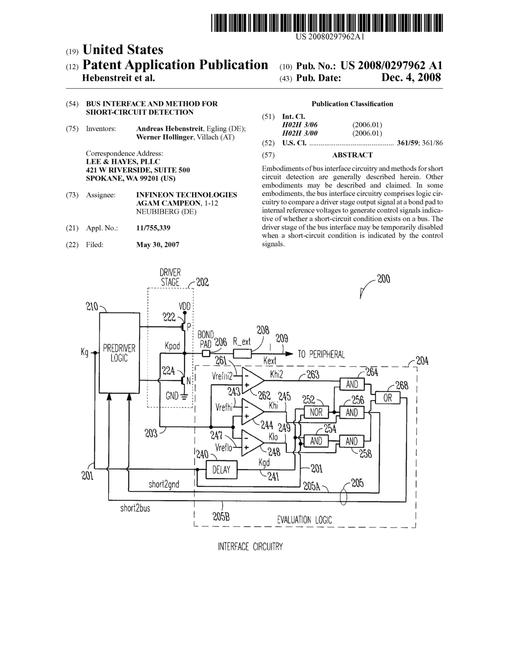 BUS INTERFACE AND METHOD FOR SHORT-CIRCUIT DETECTION - diagram, schematic, and image 01