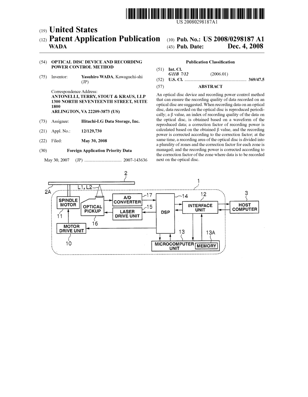 OPTICAL DISC DEVICE AND RECORDING POWER CONTROL METHOD - diagram, schematic, and image 01