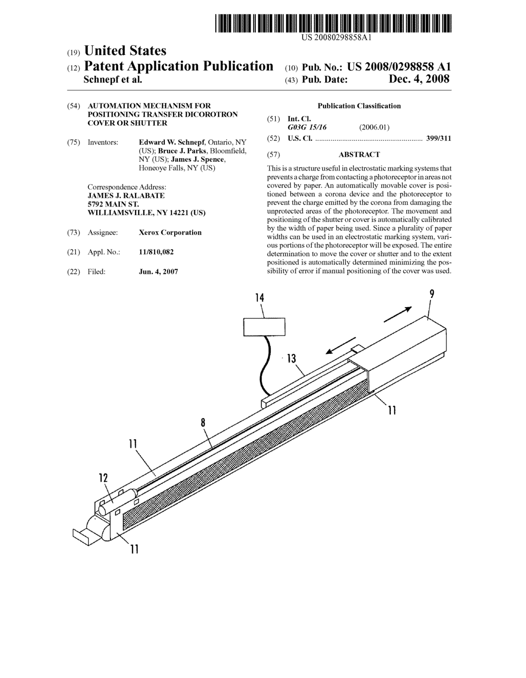 Automation mechanism for positioning transfer dicorotron cover or shutter - diagram, schematic, and image 01