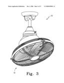 Fan assembly having improved hanger arrangement diagram and image