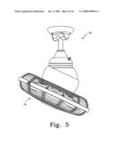 Fan assembly having protective motor housing that accommodates cyclic movement diagram and image