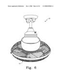 Fan assembly having protective motor housing that accommodates cyclic movement diagram and image