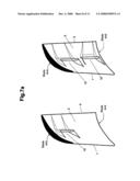 Blade of a fluid-flow machine featuring a multi-profile design diagram and image