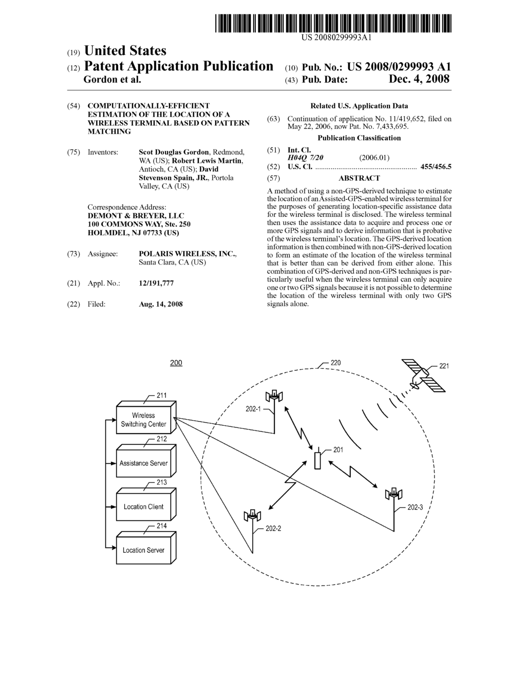 Computationally-Efficient Estimation of the Location of a Wireless Terminal Based on Pattern Matching - diagram, schematic, and image 01