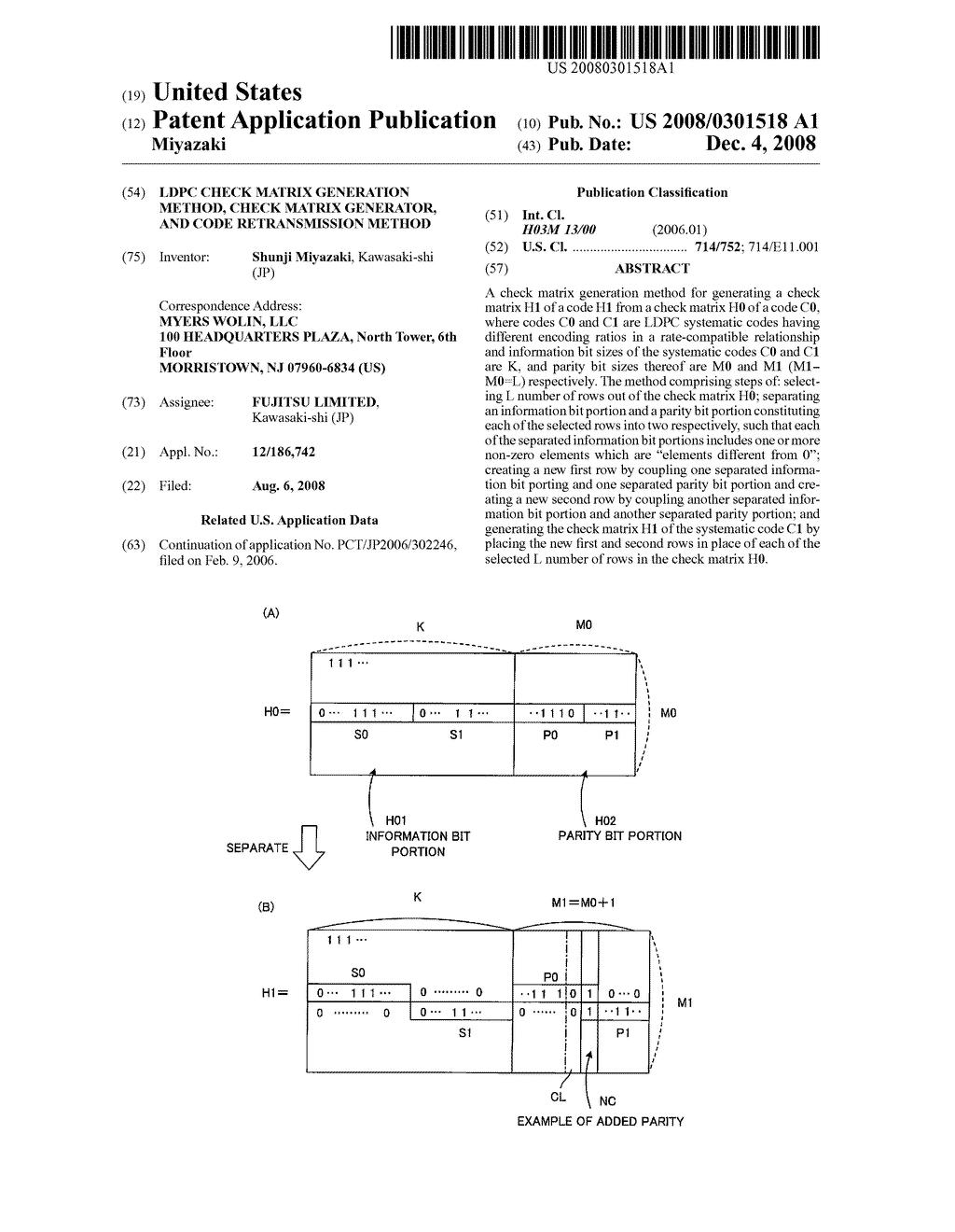 LDPC Check Matrix Generation Method, Check Matrix Generator, and Code Retransmission Method - diagram, schematic, and image 01