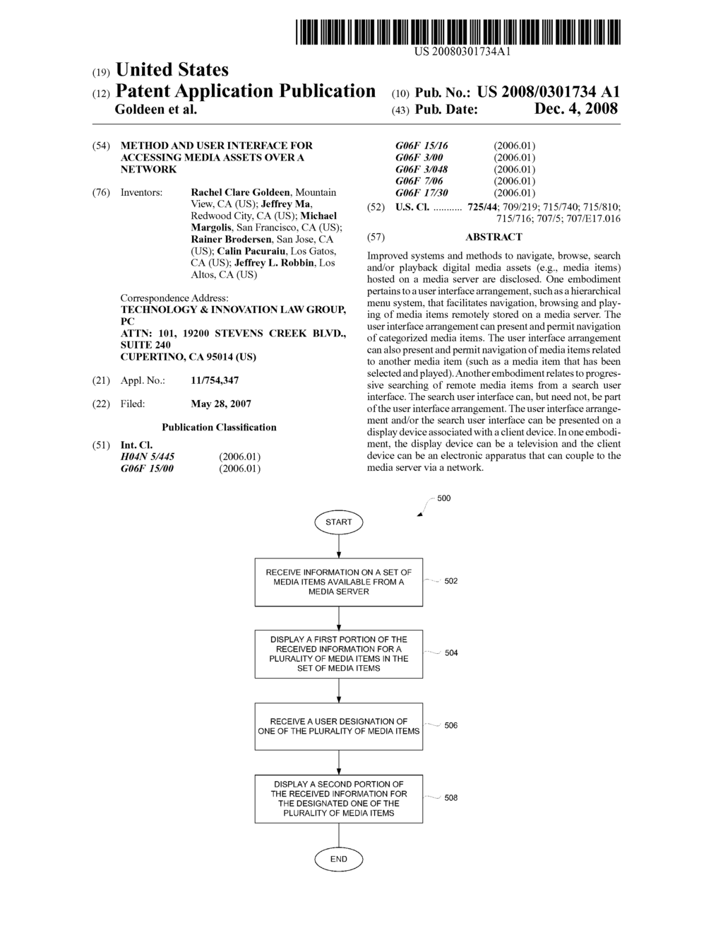 Method and User Interface for Accessing Media Assets Over a Network - diagram, schematic, and image 01