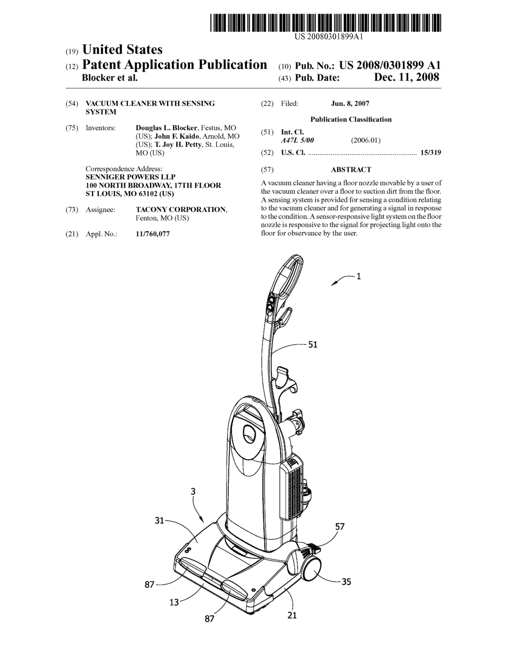 Vacuum Cleaner with Sensing System - diagram, schematic, and image 01