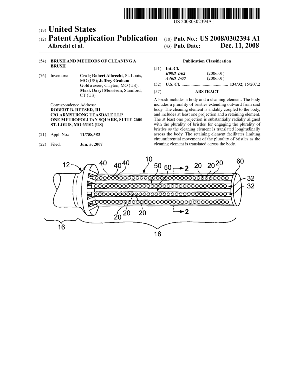 BRUSH AND METHODS OF CLEANING A BRUSH - diagram, schematic, and image 01