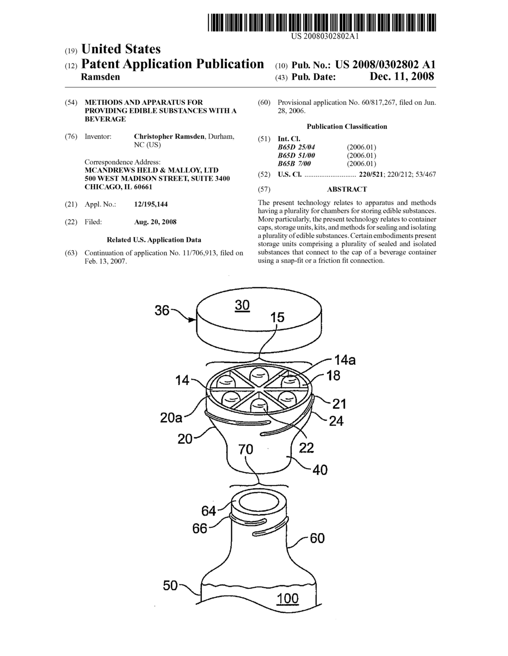 METHODS AND APPARATUS FOR PROVIDING EDIBLE SUBSTANCES WITH A BEVERAGE - diagram, schematic, and image 01