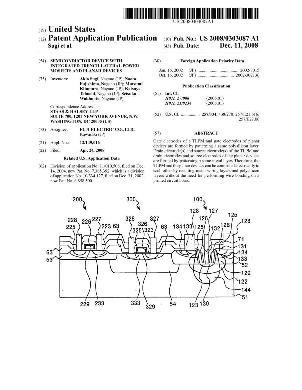 Semiconductor device with integrated trench lateral power MOSFETs and planar devices - diagram, schematic, and image 01