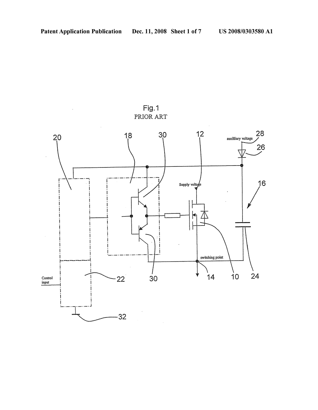 CONTROL CIRCUIT FOR A HIGH-SIDE SEMICONDUCTOR SWITCH FOR SWITCHING A SUPPLY VOLTAGE - diagram, schematic, and image 02