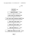 Systems and computer program products for header suppression in a network that guarantees in order delivery of packets diagram and image