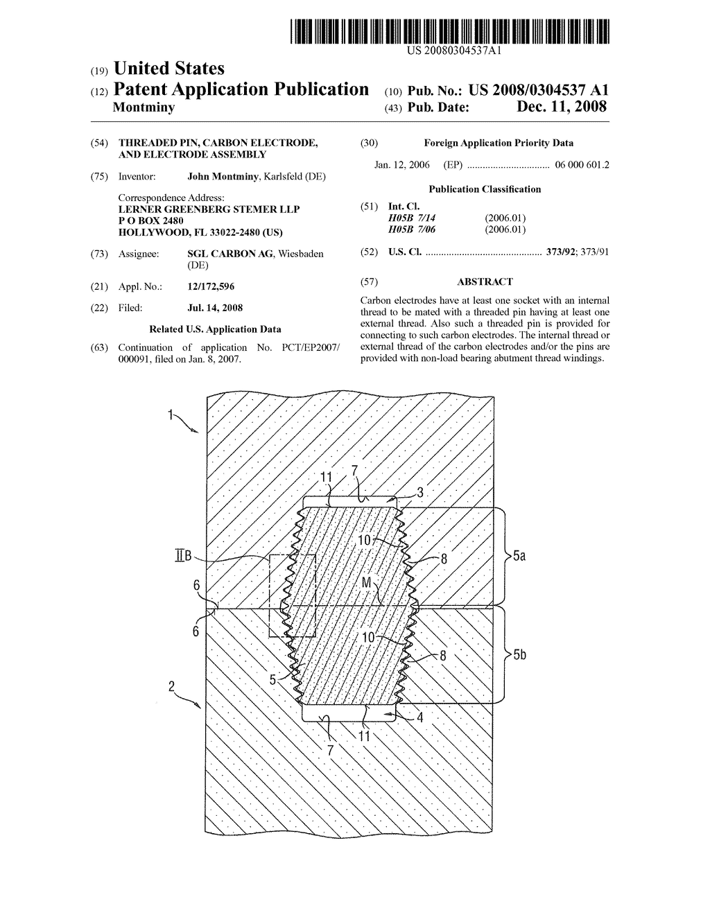 Threaded Pin, Carbon Electrode, and Electrode Assembly - diagram, schematic, and image 01