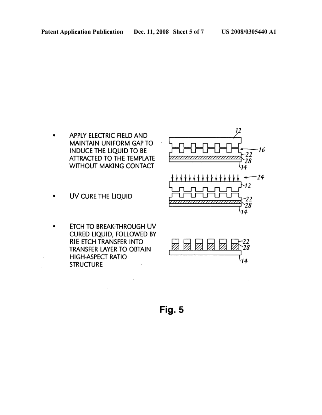 APPARATUS FOR FABRICATING NANOSCALE PATTERNS IN LIGHT CURABLE COMPOSITIONS USING AN ELECTRIC FIELD - diagram, schematic, and image 06