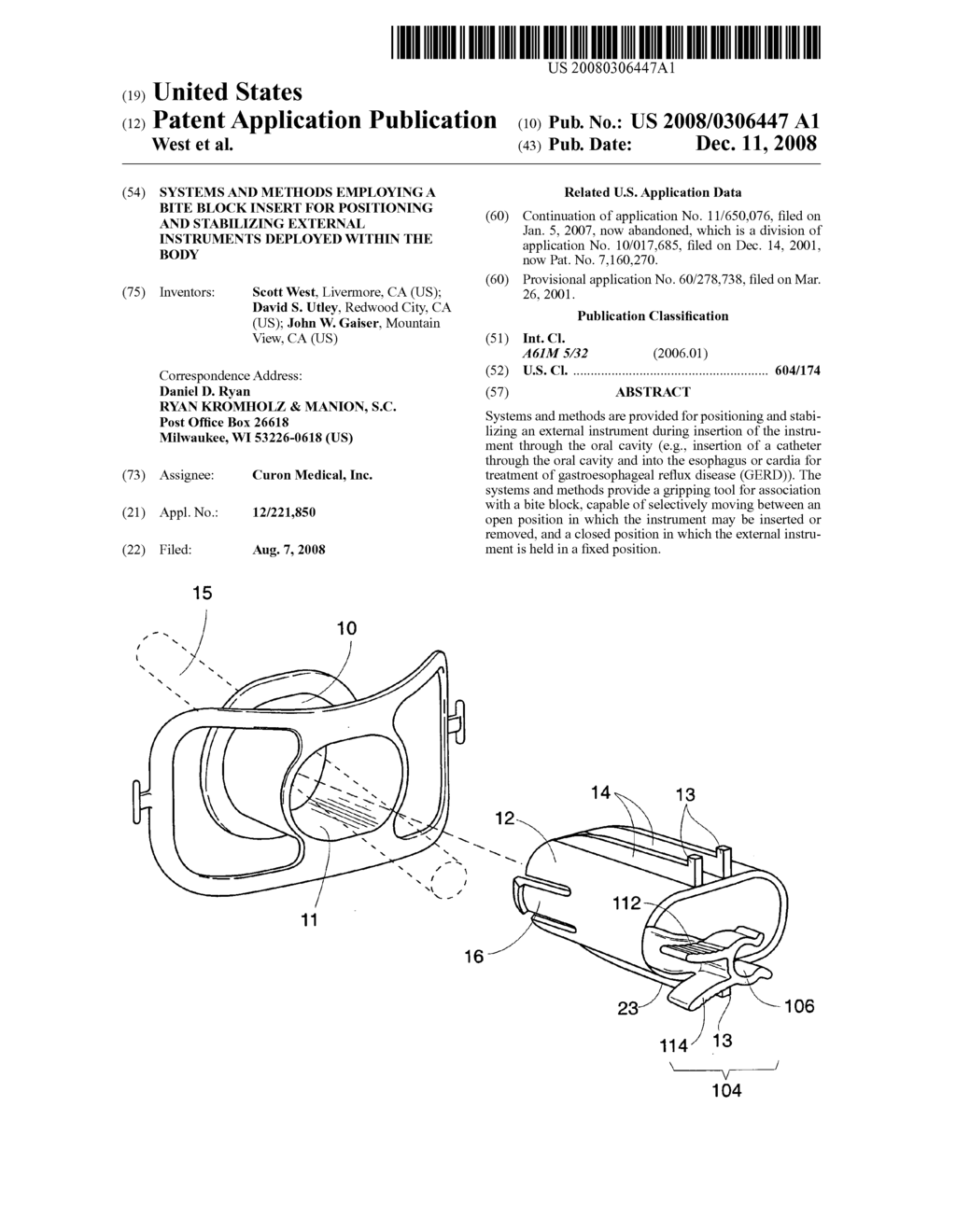 Systems and methods employing a bite block insert for positioning and stabilizing external instruments deployed within the body - diagram, schematic, and image 01