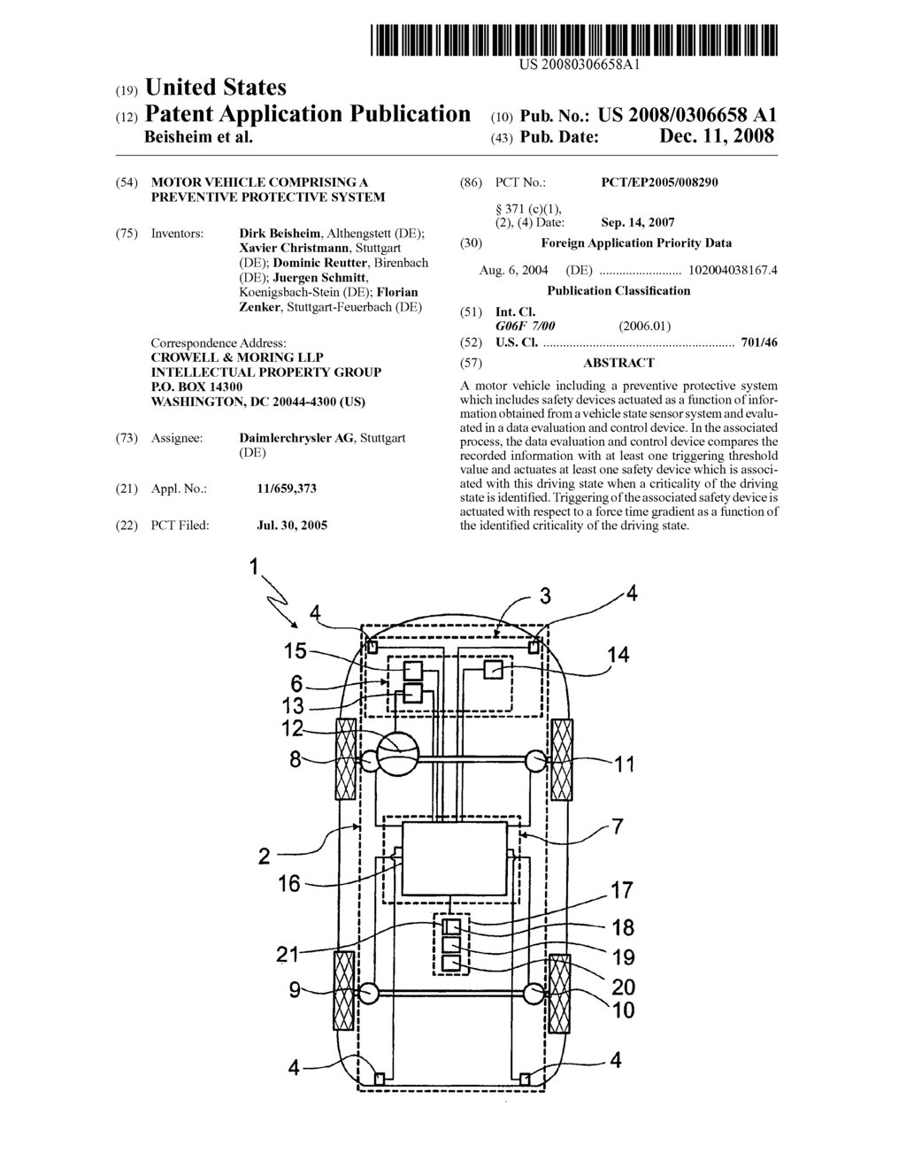 Motor Vehicle Comprising a Preventive Protective System - diagram, schematic, and image 01