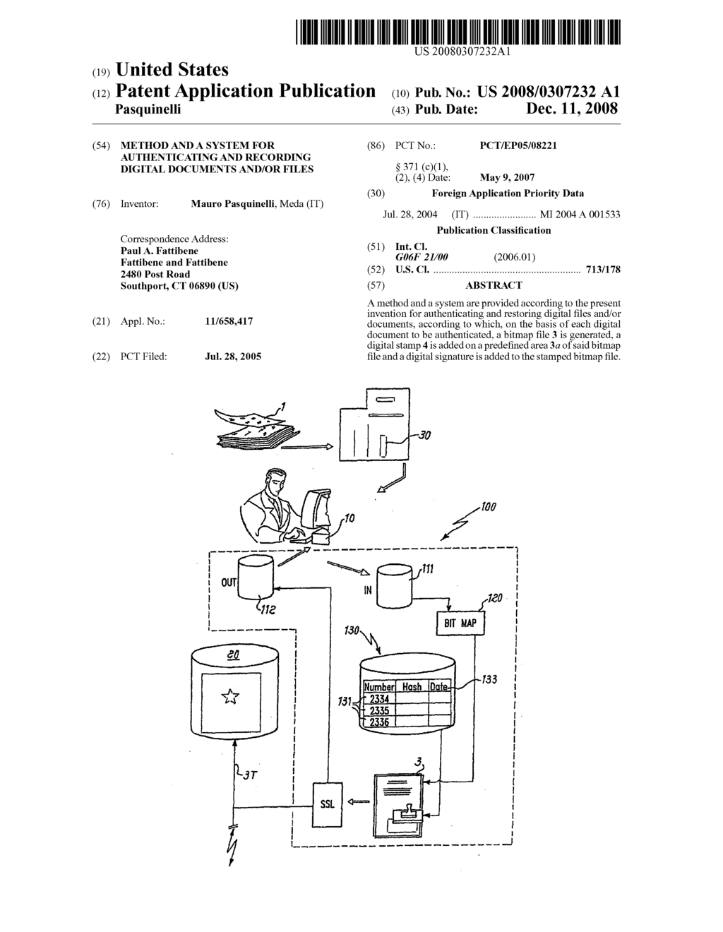 Method and a System for Authenticating and Recording Digital Documents and/or Files - diagram, schematic, and image 01