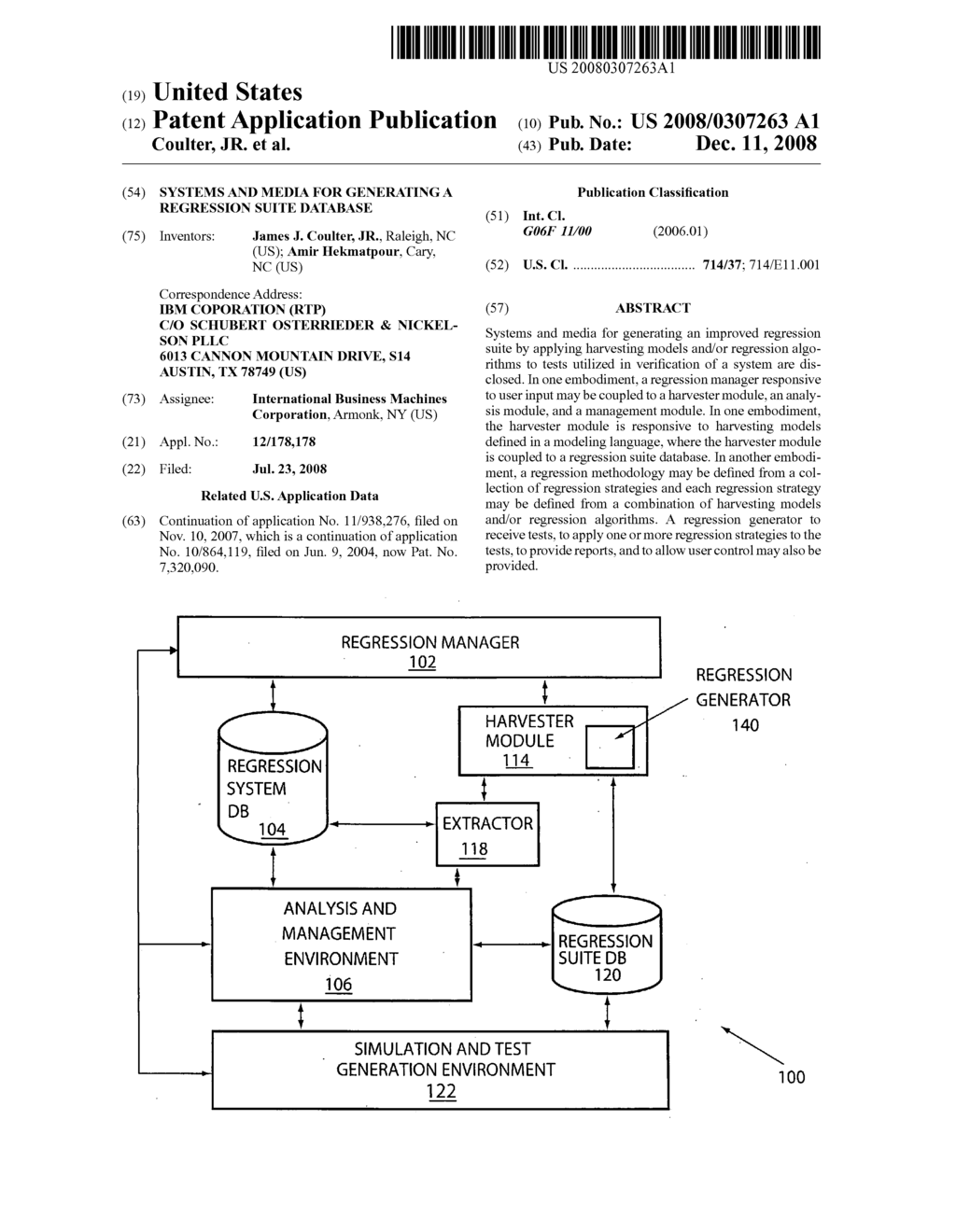 SYSTEMS AND MEDIA FOR GENERATING A REGRESSION SUITE DATABASE - diagram, schematic, and image 01