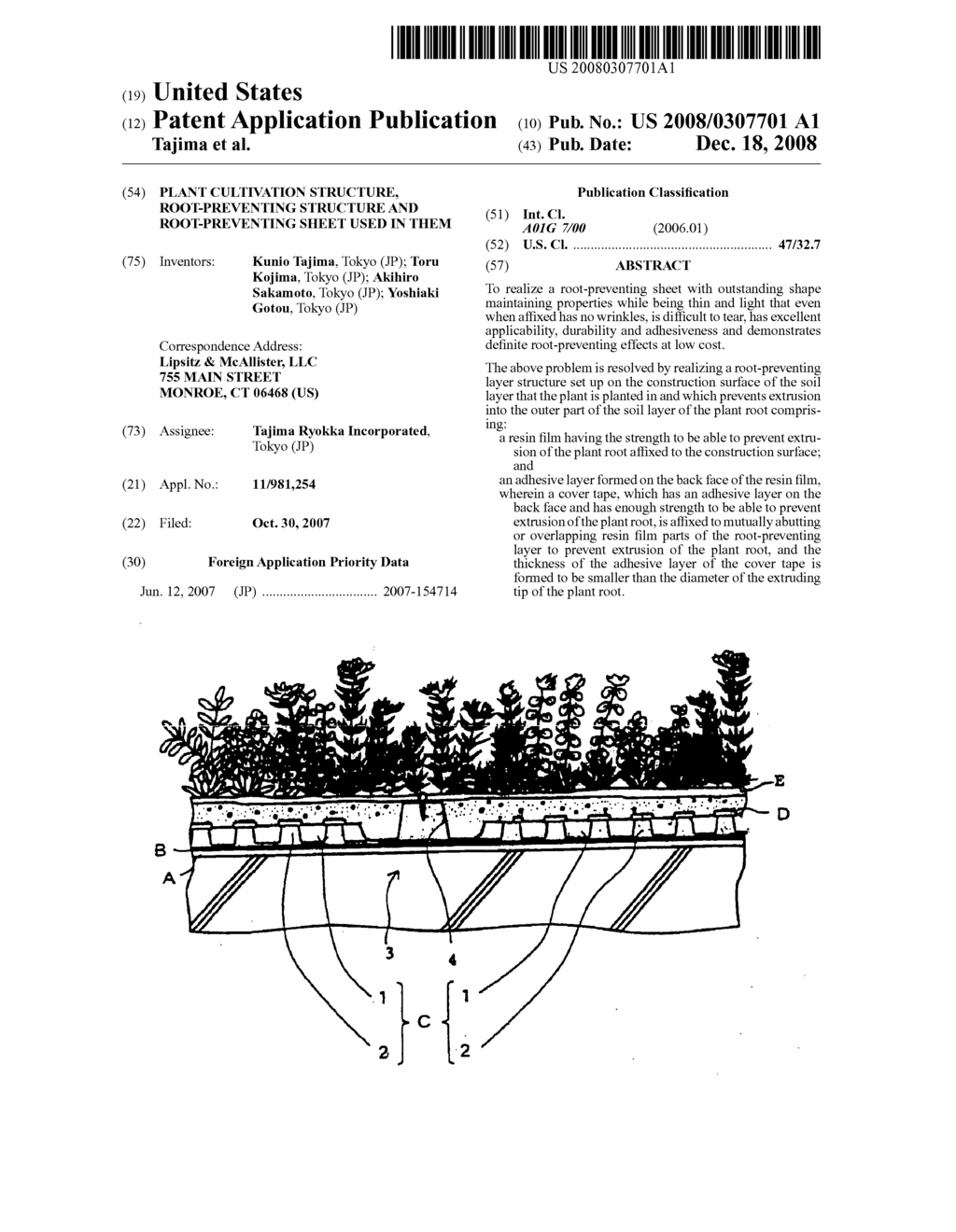 Plant cultivation structure, root-preventing structure and root-preventing sheet used in them - diagram, schematic, and image 01