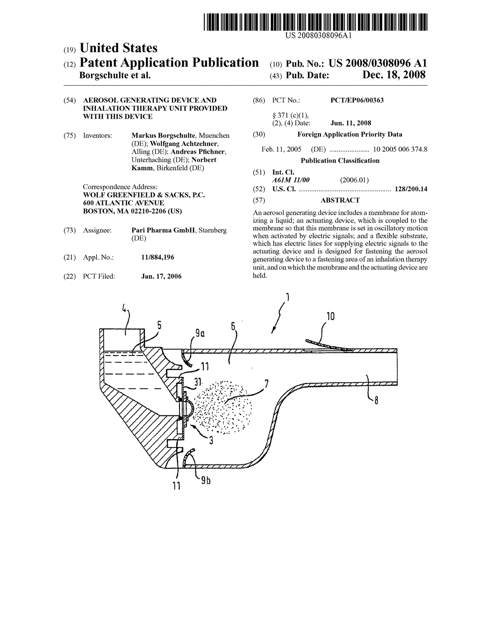 Aerosol Generating Device and Inhalation Therapy Unit Provided with This Device - diagram, schematic, and image 01