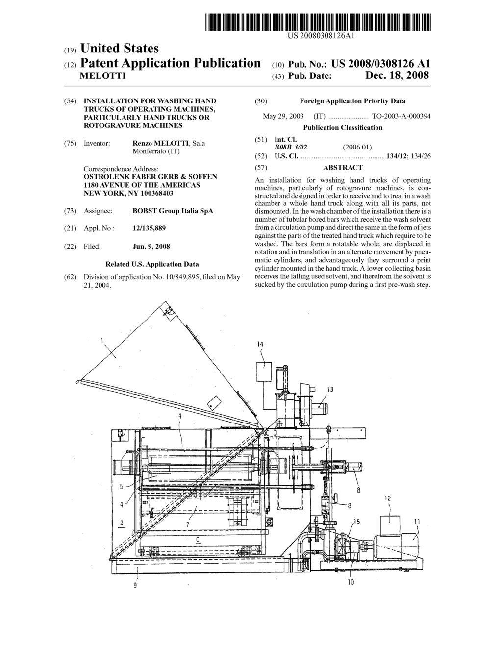 INSTALLATION FOR WASHING HAND TRUCKS OF OPERATING MACHINES, PARTICULARLY HAND TRUCKS OR ROTOGRAVURE MACHINES - diagram, schematic, and image 01