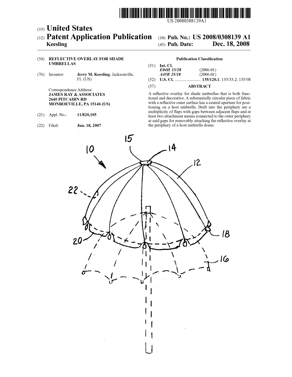 Reflective overlay for shade umbrellas - diagram, schematic, and image 01