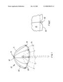 Reflective overlay for shade umbrellas diagram and image