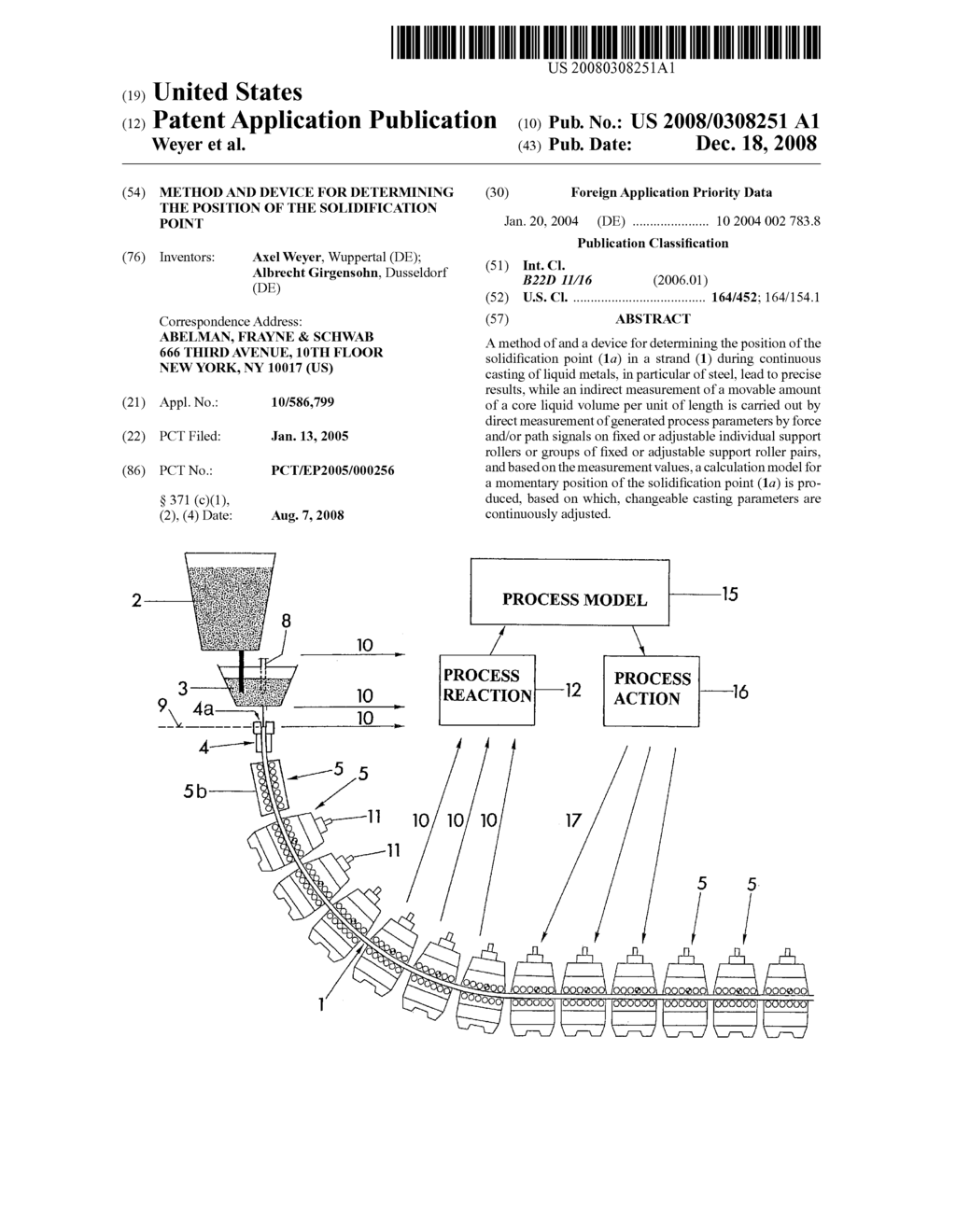 Method and Device for Determining the Position of the Solidification Point - diagram, schematic, and image 01