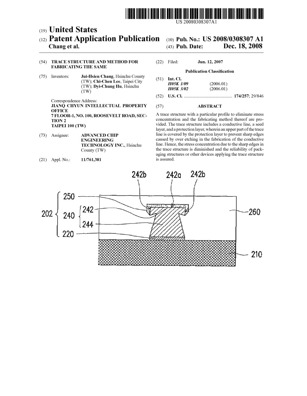 TRACE STRUCTURE AND METHOD FOR FABRICATING THE SAME - diagram, schematic, and image 01