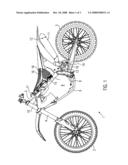 Motorcycle including a rider saddle and a fuel tank diagram and image