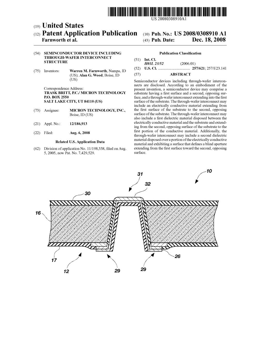 SEMINCONDUCTOR DEVICE INCLUDING THROUGH-WAFER INTERCONNECT STRUCTURE - diagram, schematic, and image 01