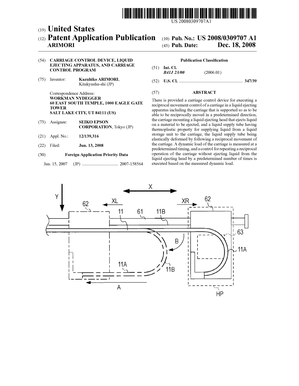 CARRIAGE CONTROL DEVICE, LIQUID EJECTING APPARATUS, AND CARRIAGE CONTROL PROGRAM - diagram, schematic, and image 01