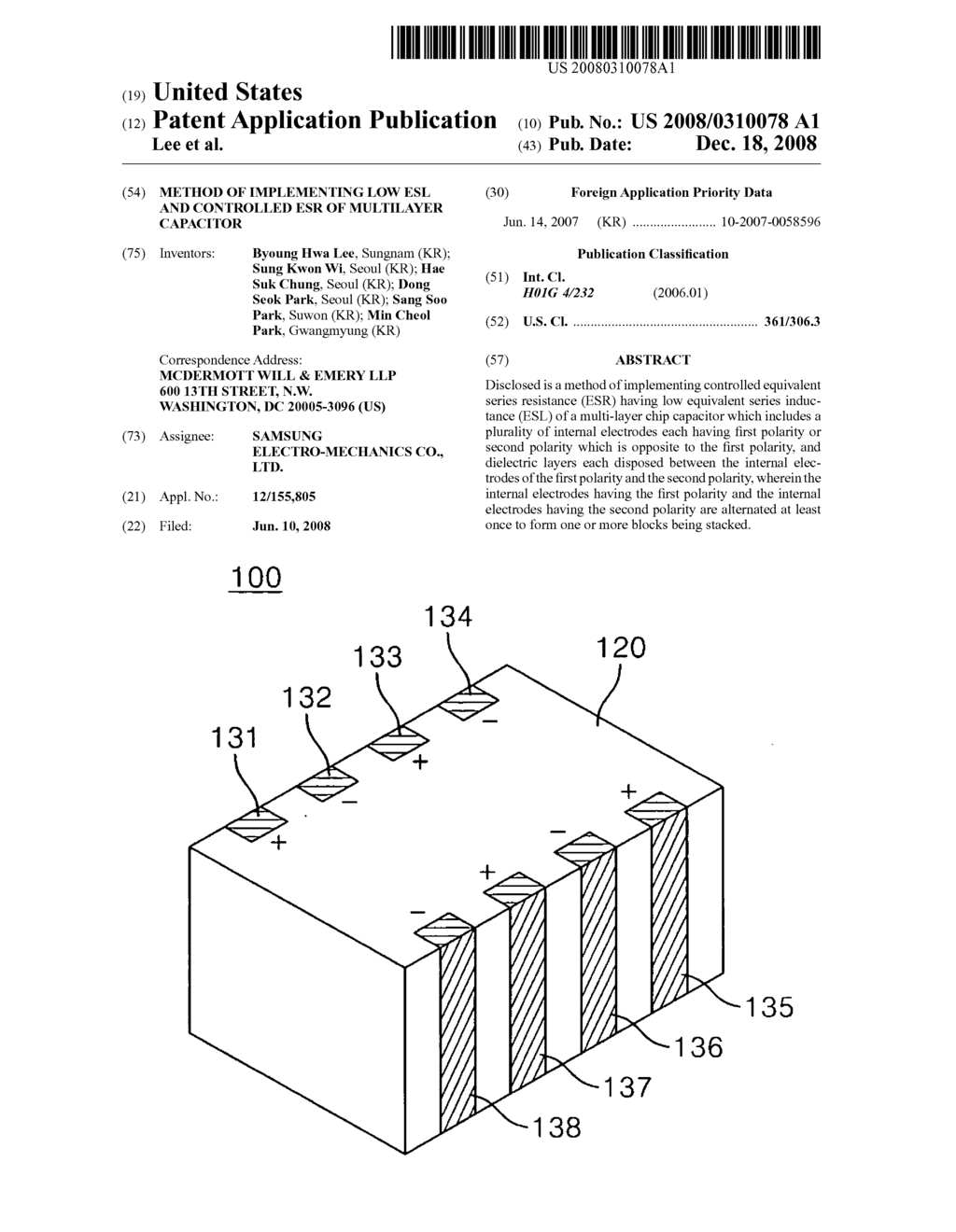 Method of implementing low ESL and controlled ESR of multilayer capacitor - diagram, schematic, and image 01