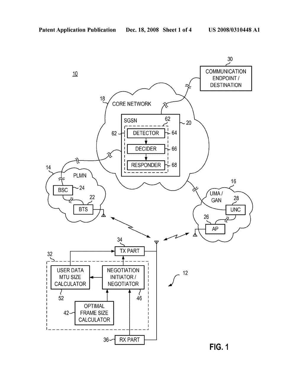 APPARATUS, AND ASSOCIATED METHOD, FOR SELECTING AND NEGOTIATING FRAME SIZE OF COMMUNICATION DATA COMMUNICATED IN A RADIO COMMUNICATION SYSTEM - diagram, schematic, and image 02