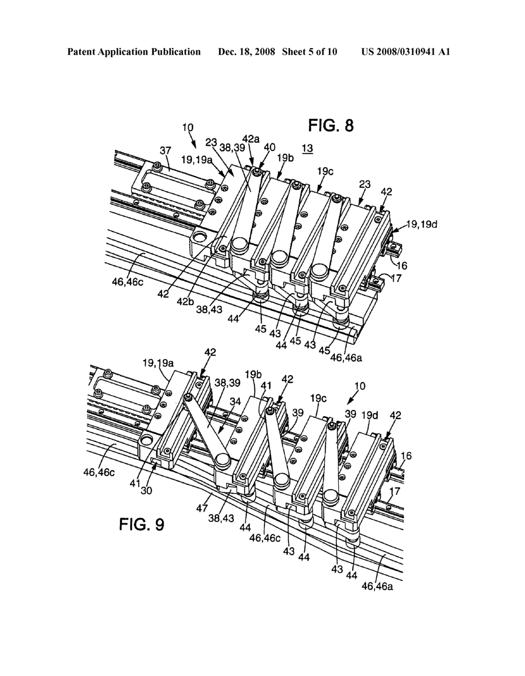 Device for transferring items by means of a group modules having variable spacing - diagram, schematic, and image 06