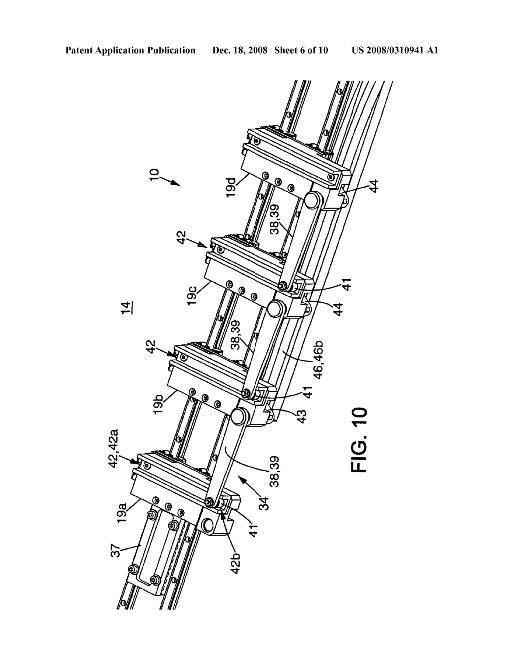 Device for transferring items by means of a group modules having variable spacing - diagram, schematic, and image 07