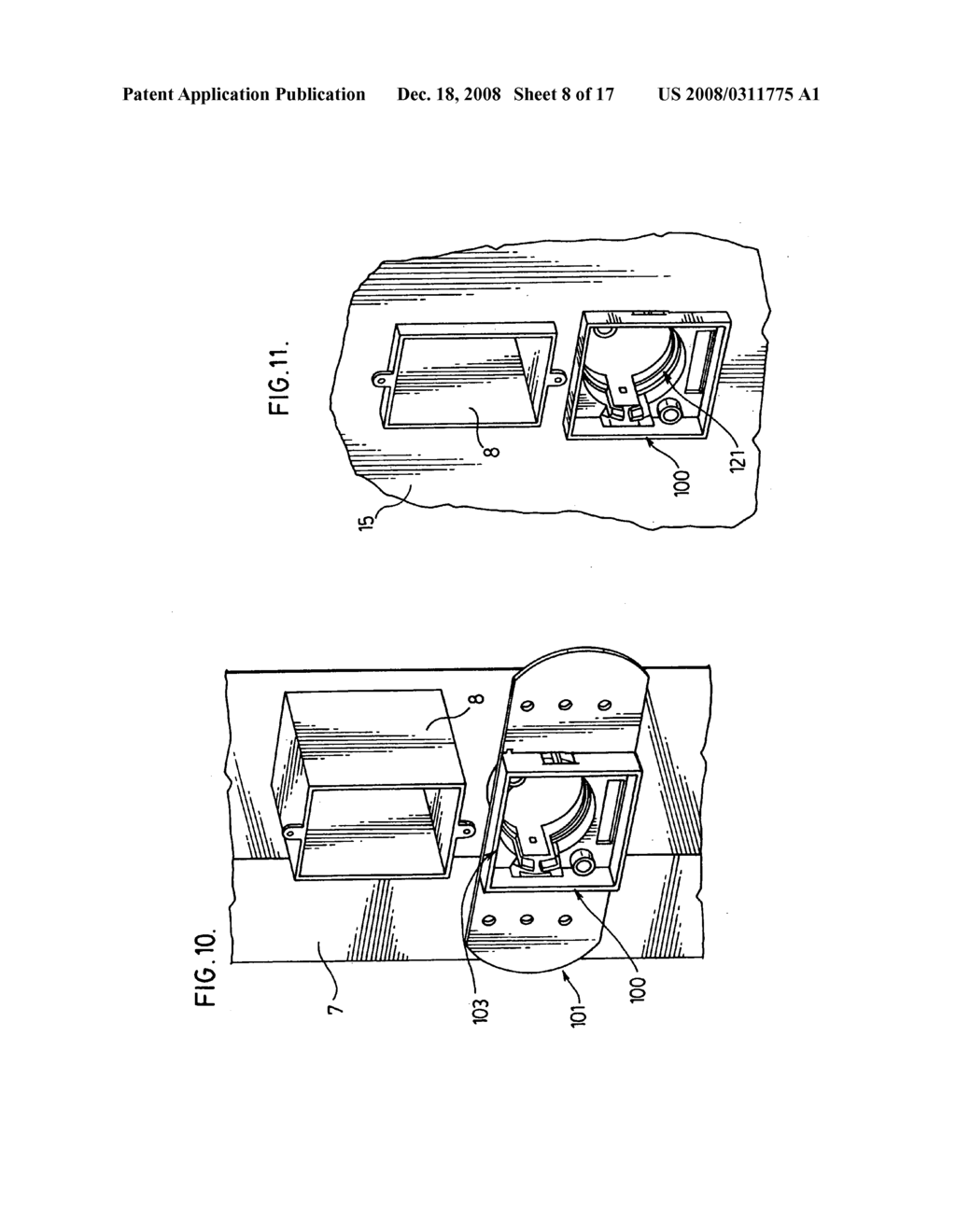 Central vacuum system mounting flange and hose cuff for use with standard electrical outlets - diagram, schematic, and image 09