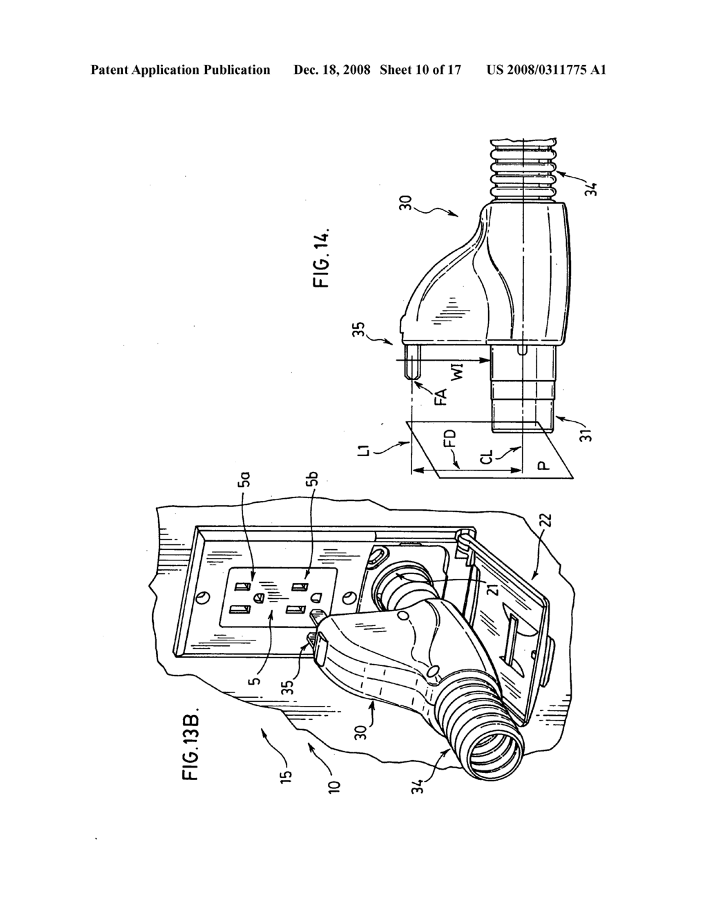 Central vacuum system mounting flange and hose cuff for use with standard electrical outlets - diagram, schematic, and image 11